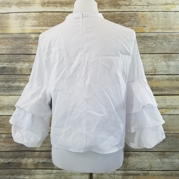 NWT Zara Tiered Ruffle Sleeve High Neck Blouse - Picture 7 of 7